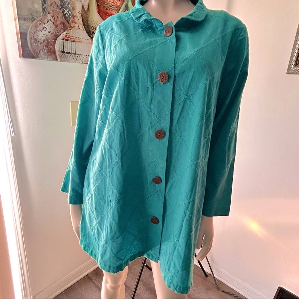 Soft Surroundings Brinley Shirt Jacket, Textured Linen Blend, Size M